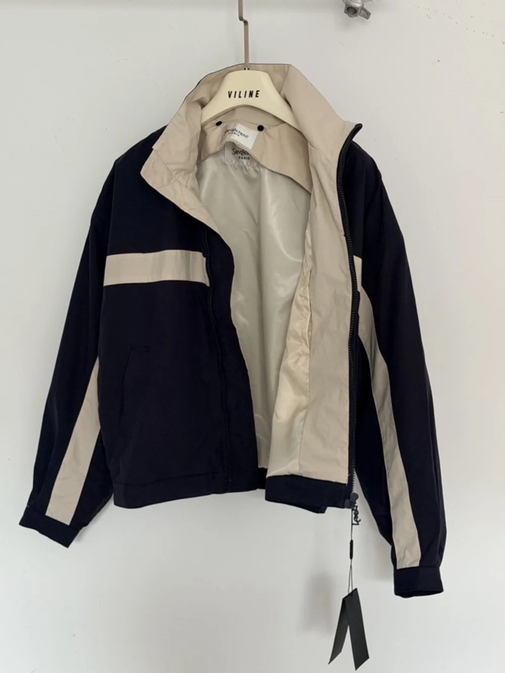 ✨Yves Saint Laurent Navy Color Block Zip Up Track Jacket